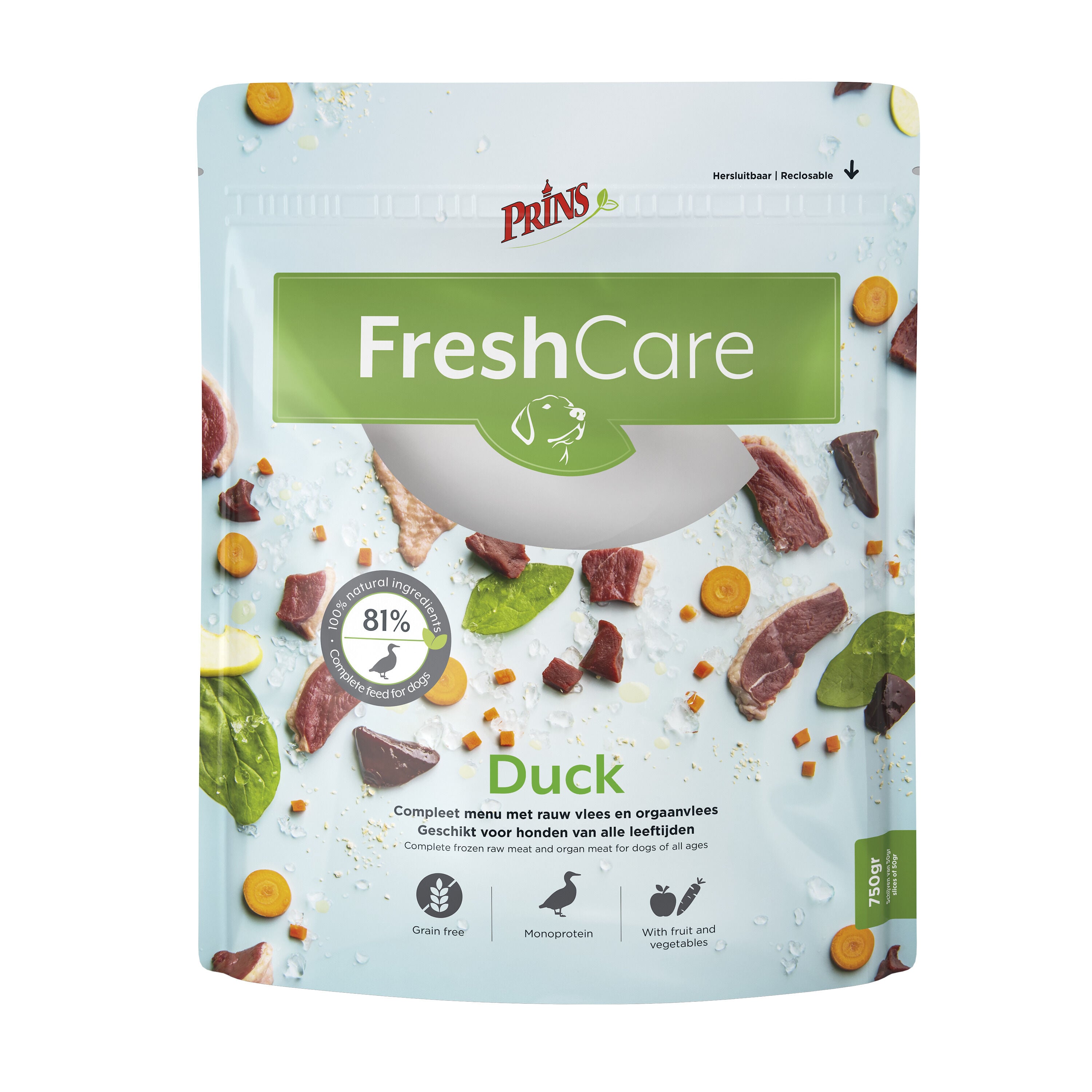 Prins FreshCare - Hondenvoer - 0.75 Kilogram - groente, eend Prins FreshCare - Hondenvoer - 0.75 Kilogram - groente, eend