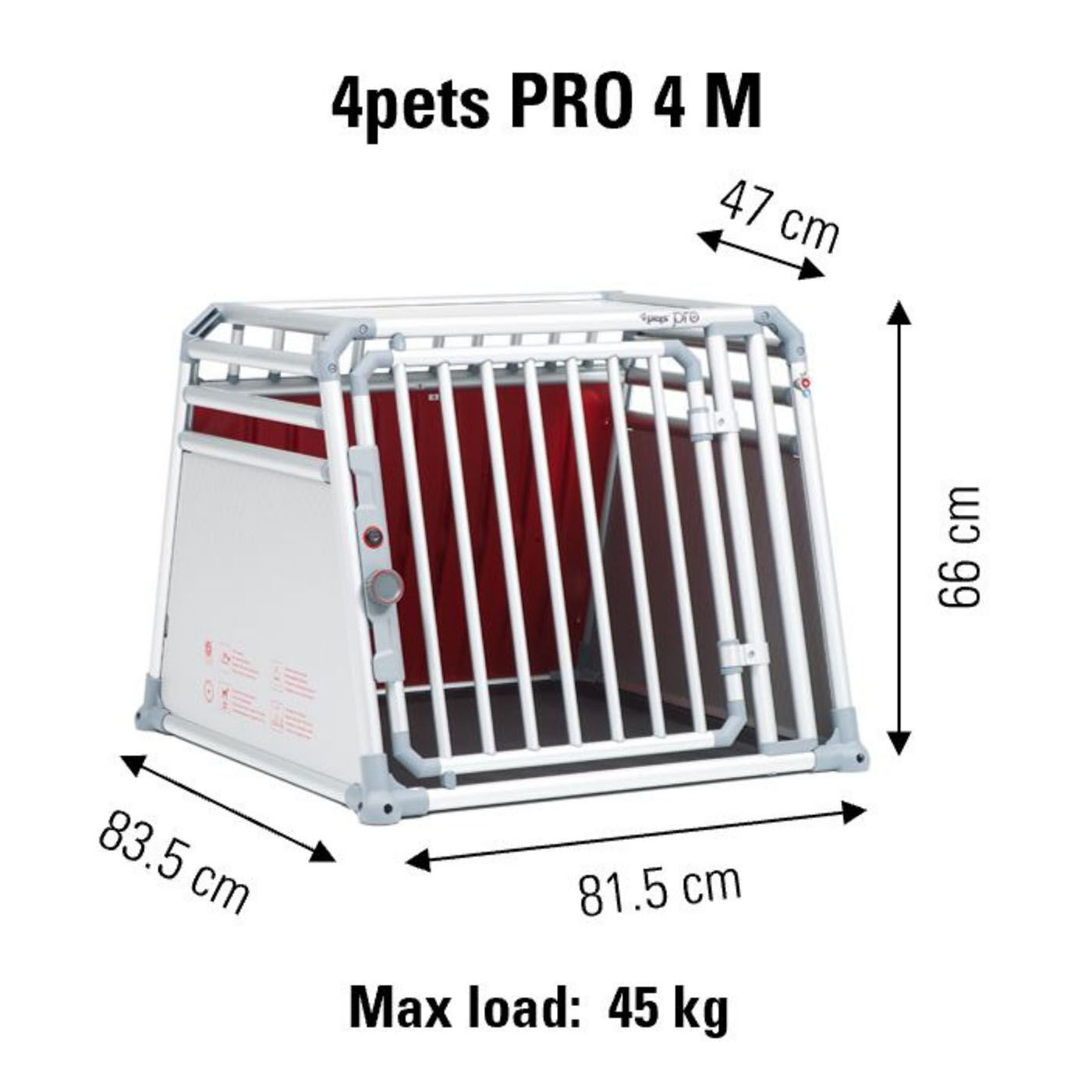 4Pets Pro 4 - Autobench hond - chroom - 66x81.5x83.5 cm - M
