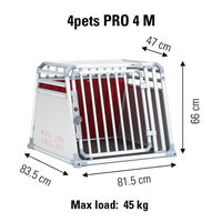4Pets Pro 4 - Autobench hond - chroom - 66x81.5x83.5 cm - M