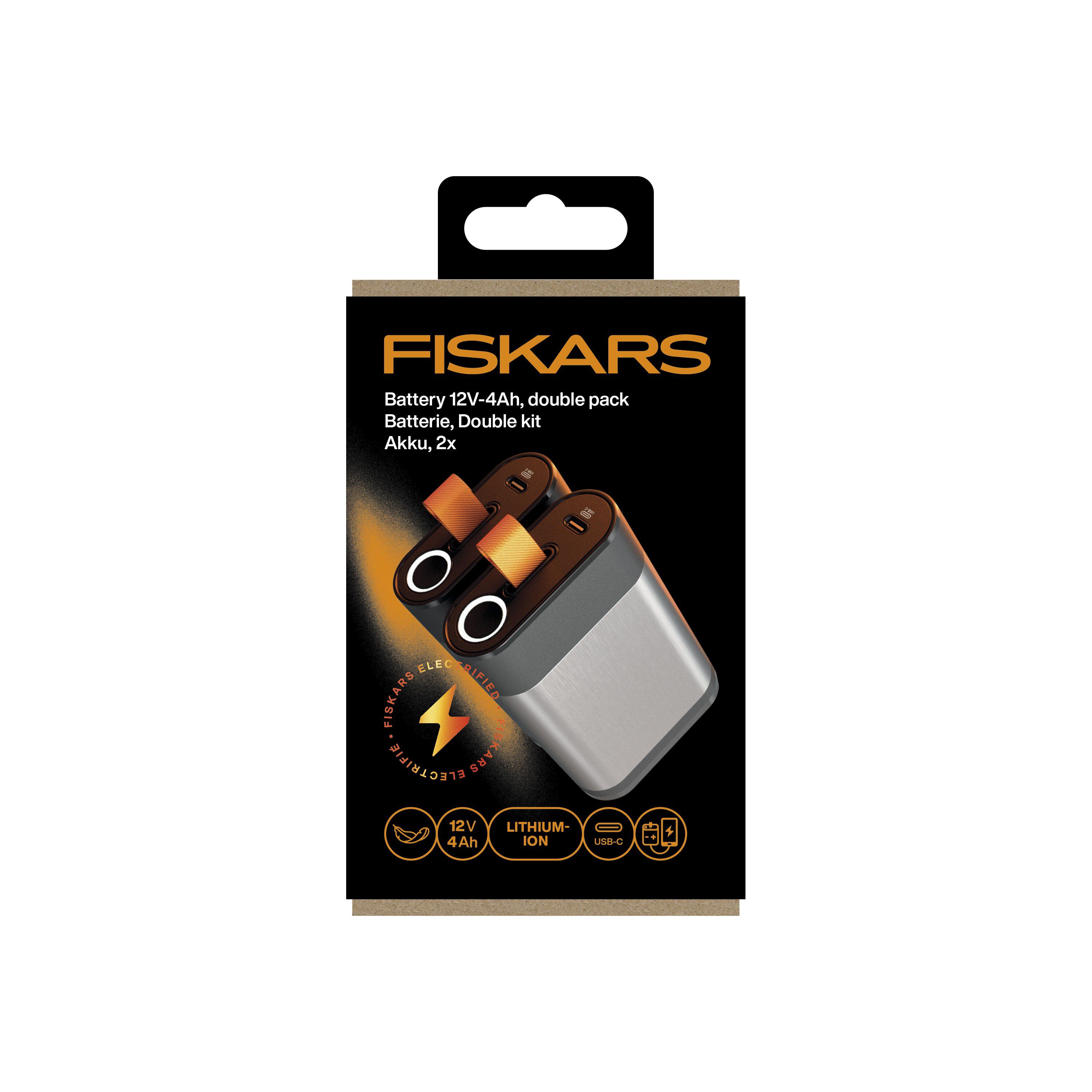 Fiskars 12V 4AH Dubbel - Snoeischaar Batterij