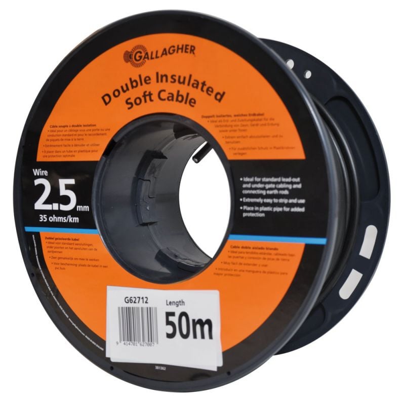 Gallagher - Grondkabel - 12 cm - 50 Meter - Zwart - 26 cm - 5000 cm Gallagher - Grondkabel - 12 cm - 50 Meter - Zwart - 26 cm - 5000 cm