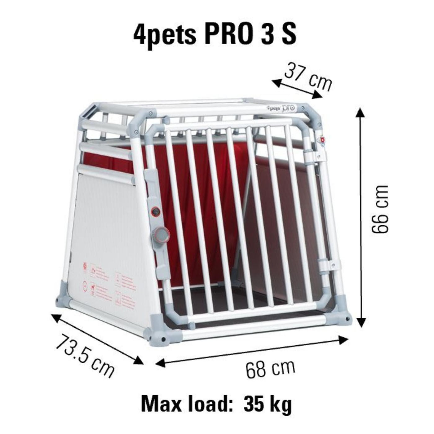 4Pets Pro 3 Autobench - Hond - chroom - 66x68x73.5 cm - S