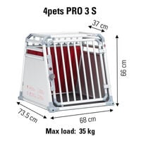 4Pets Pro 3 Autobench - Hond - chroom - 66x68x73.5 cm - S