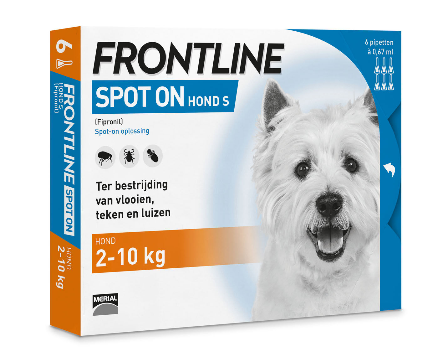Frontline Spot On - Pipet - Anti vlooien en teken Hond - 6 pipetten - 6 Stuks - S Frontline Spot On - Pipet - Anti vlooien en teken Hond - 6 pipetten - 6 Stuks - S