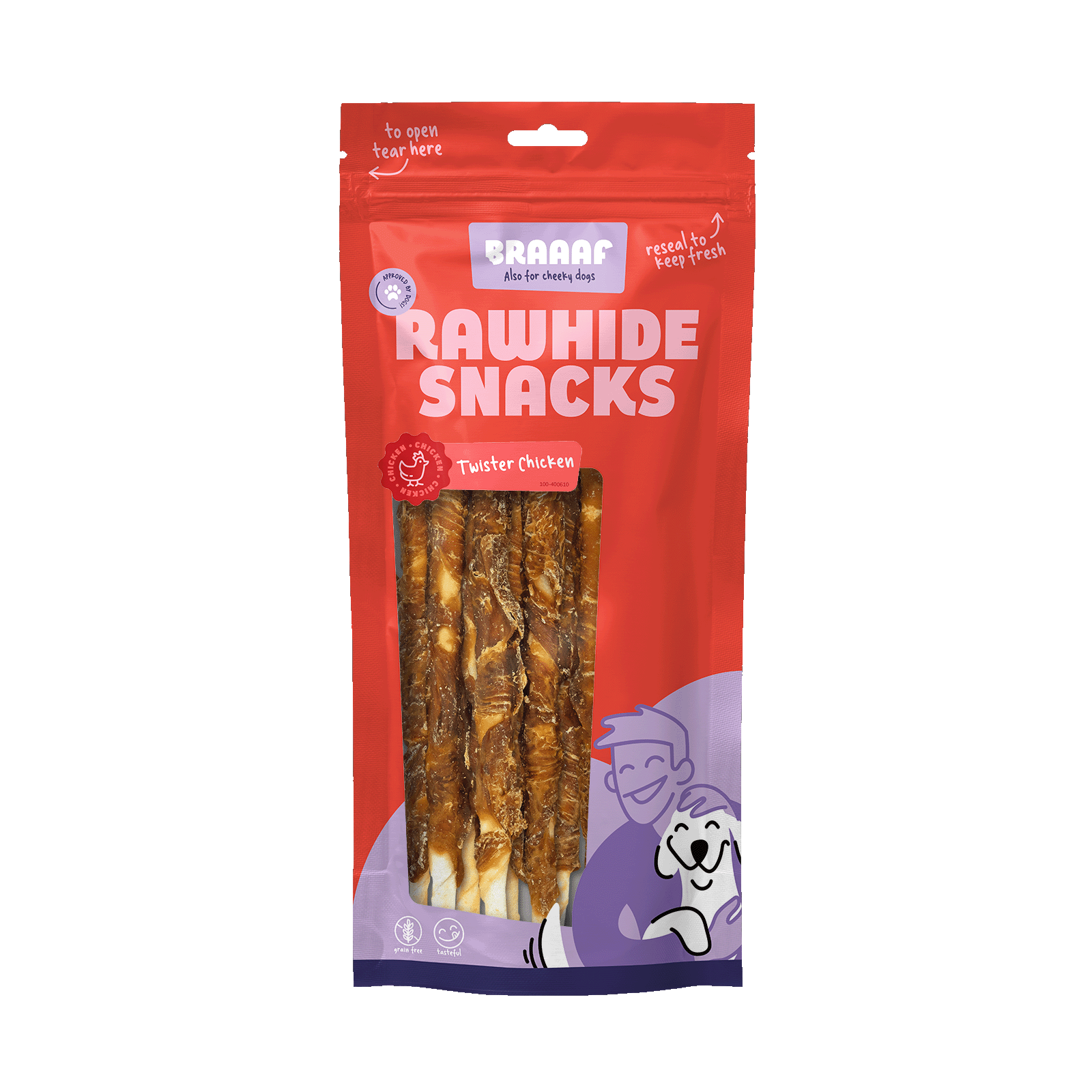 Braaaf Twister - Hondensnack - 8 Stuks - kip Braaaf Twister - Hondensnack - 8 Stuks - kip