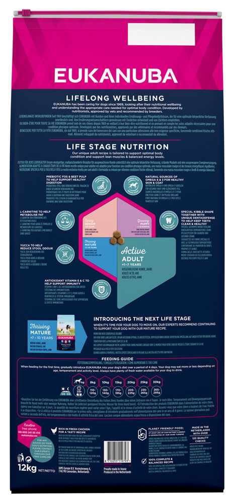 Eukanuba Active Adult Medium - Hondenvoer - 12 Kilogram - kip