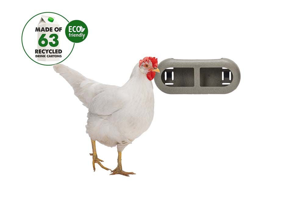 Beeztees - Kippenvoerbak - Grijs Groen - 30x13x14 cm