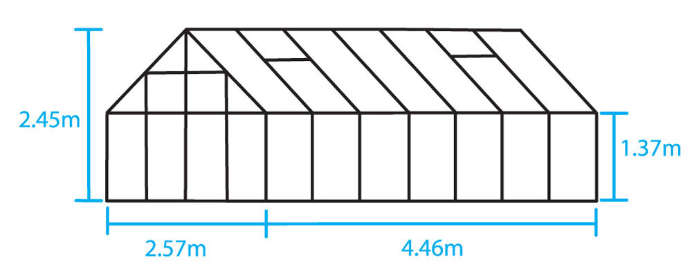 Halls Magnum 148 - Tuinkas - Zilver - 258x257x446 cm - Veiligheidsglas