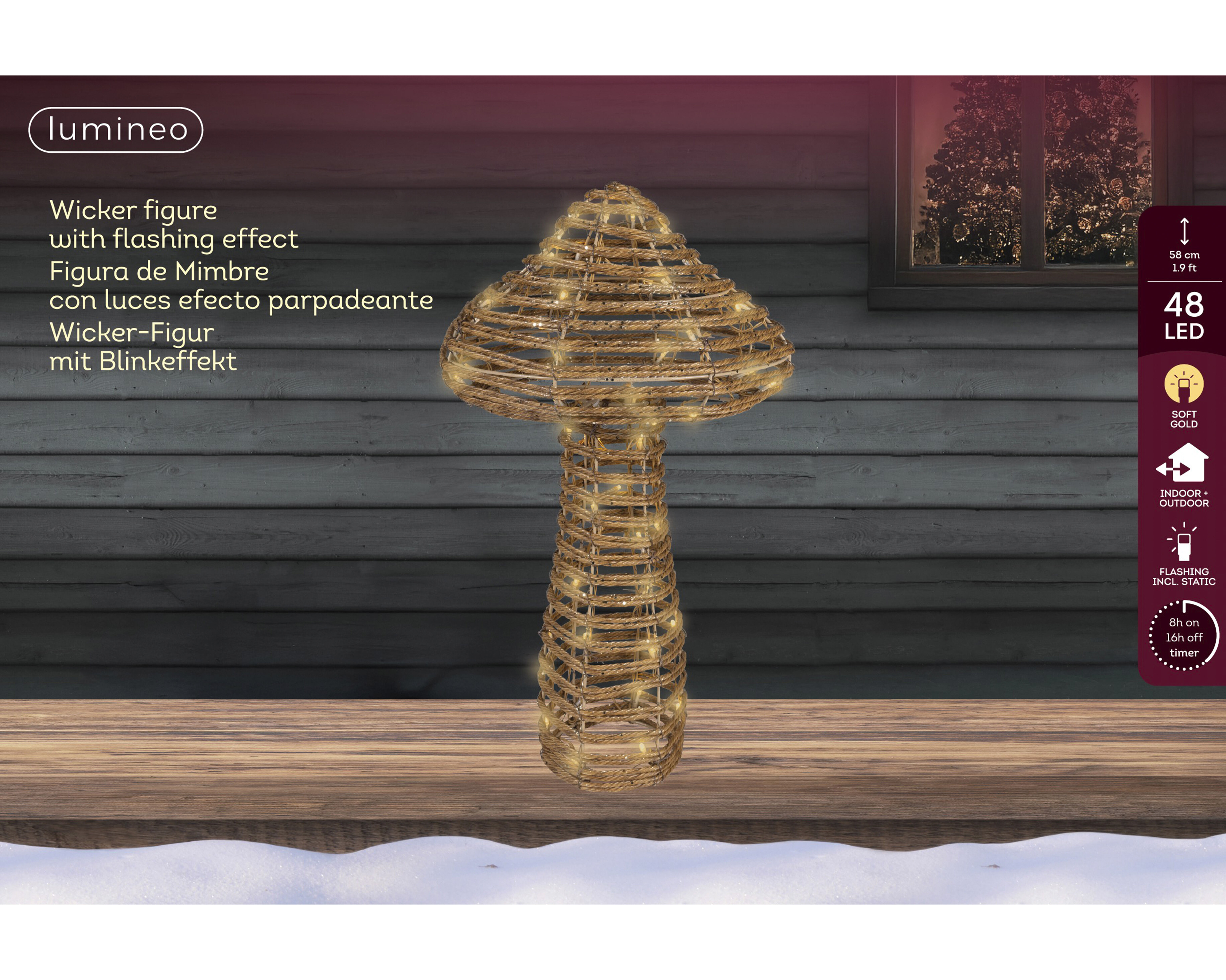 Lumineo LED Paddenstoel - Kerstverlichting - 48 - Soft gold - 58 cm