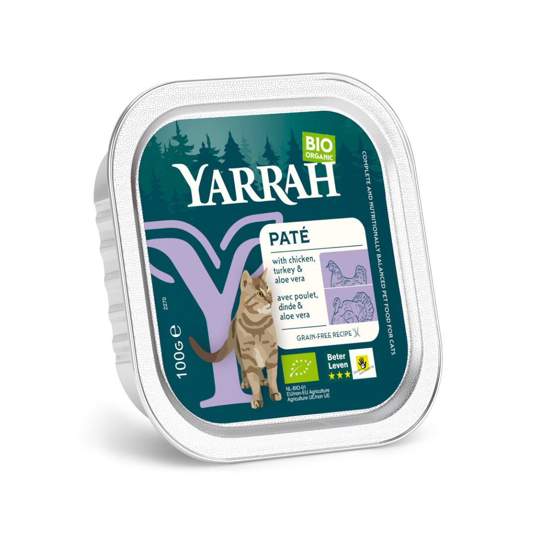 Yarrah Bio Organic Pate - Kattenvoer - 100 Gram - kip Yarrah Bio Organic Pate - Kattenvoer - 100 Gram - kip