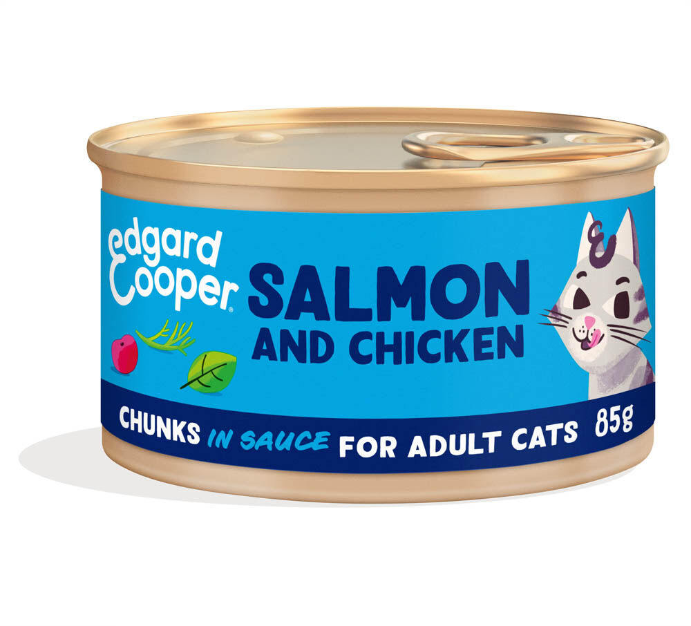 Edgard & Cooper Stukjes in saus - Kattenvoer - 85 Gram - kip, zalm Edgard & Cooper Stukjes in saus - Kattenvoer - 85 Gram - kip, zalm