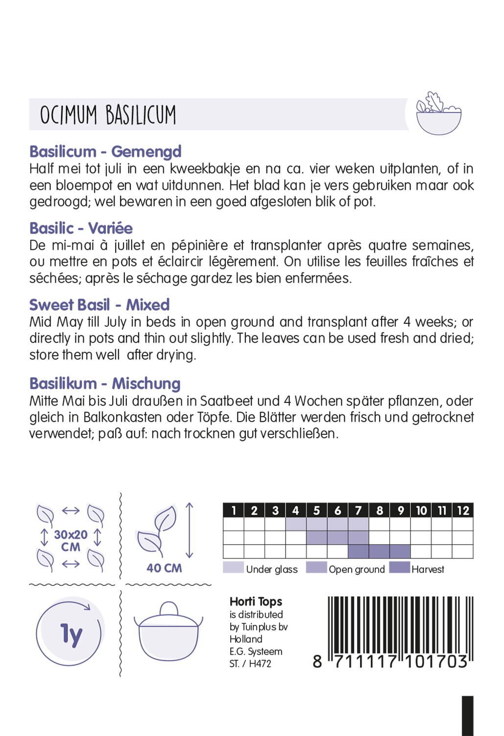 Hortitops Basilicum mix Ocimum basilicum - Groentezaden