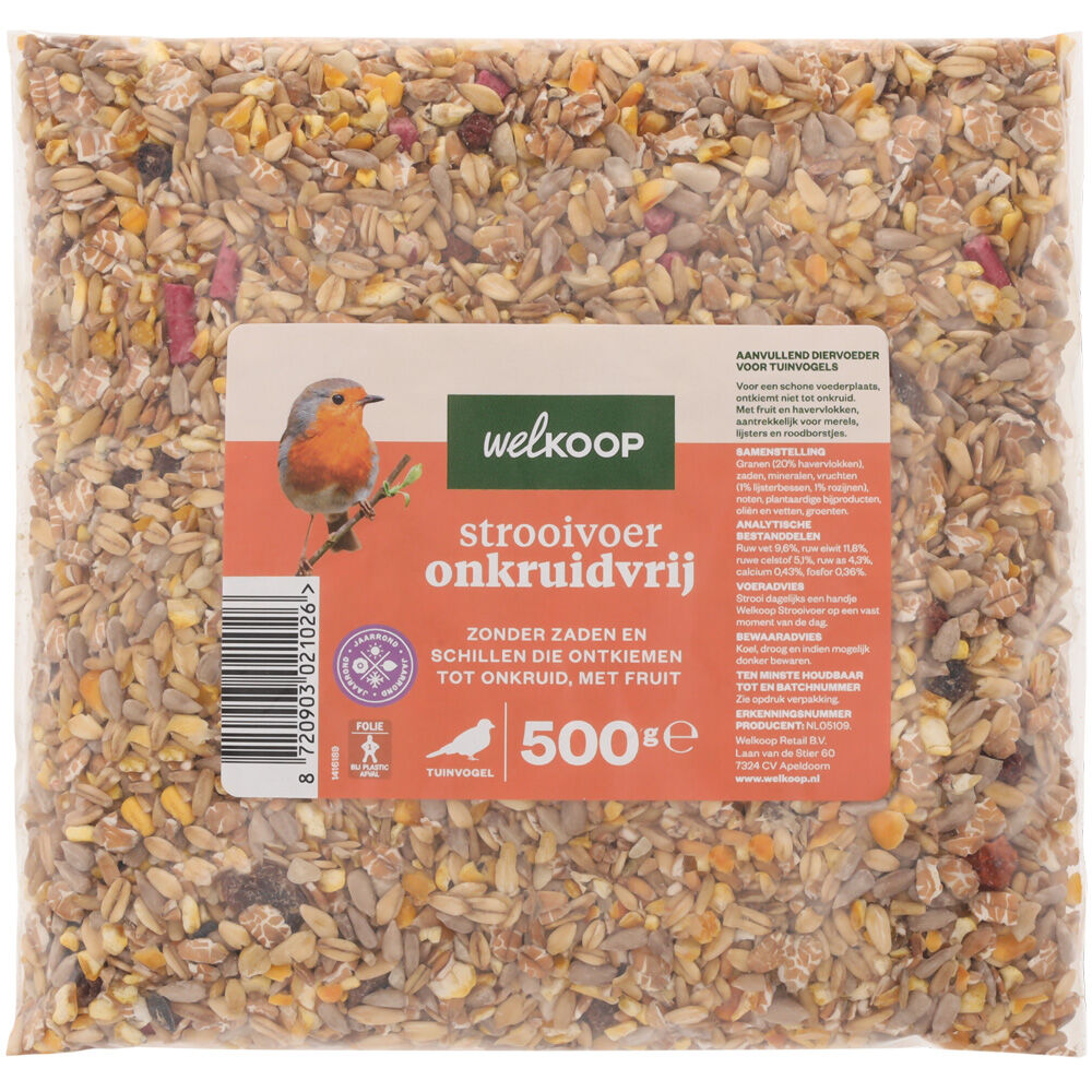 Welkoop - Strooivoer met Fruit - Onkruidvrij - Tuinvogelvoer - 0.5 Kilogram - Onkruidvrij Welkoop - Strooivoer met Fruit - Onkruidvrij - Tuinvogelvoer - 0.5 Kilogram - Onkruidvrij