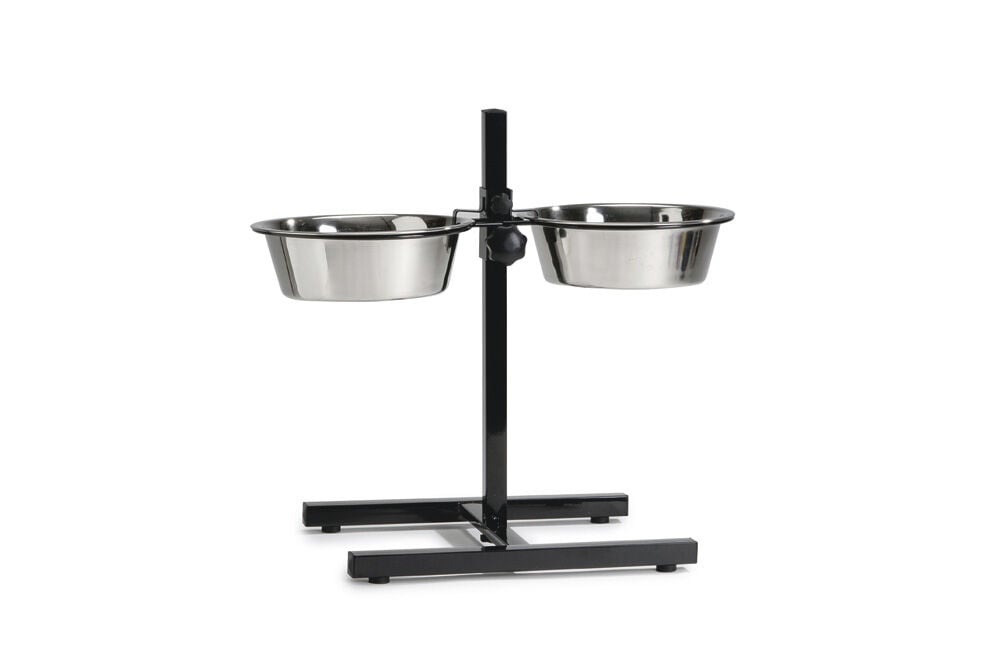 Beeztees - hondenstandaard - 2 RVS bakken - Zwart - 25 cm Beeztees - hondenstandaard - 2 RVS bakken - Zwart - 25 cm