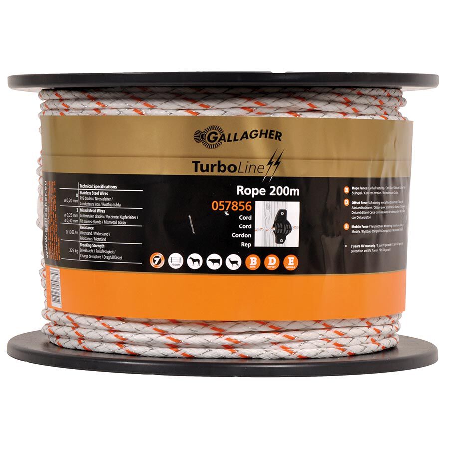 Gallagher TurboLine - Cord - 17 cm - 200 Meter - Wit - 20 cm - 20000 cm