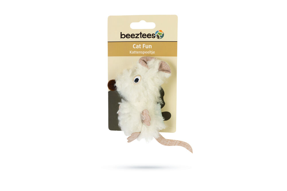 Beeztees Muis Holly  - Kattenspeeltje - Wit