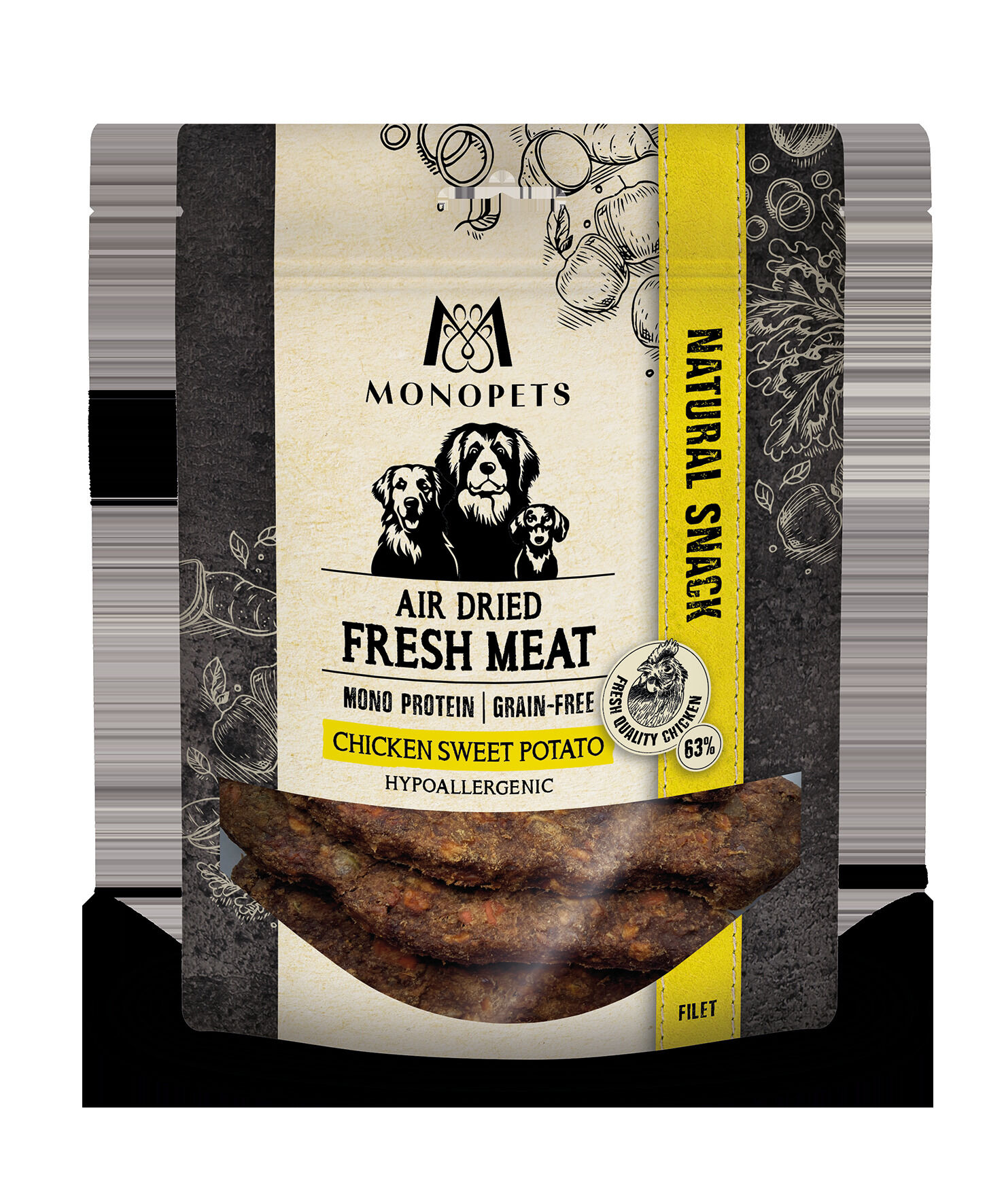 Monopets Fresh Meat air dried Filet - Hondensnack Monopets Fresh Meat air dried Filet - Hondensnack