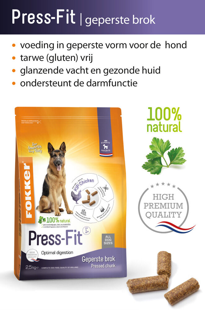 Fokker Press-Fit - Hondenvoer - 13 Kilogram - kip, rijst