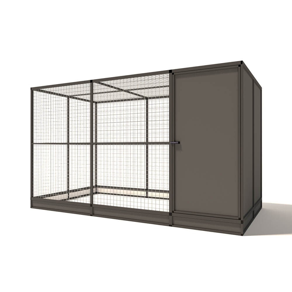 Glorenza Evi - Kattenren met sluis - Antraciet - 193x176x328 cm Glorenza Evi - Kattenren met sluis - Antraciet - 193x176x328 cm