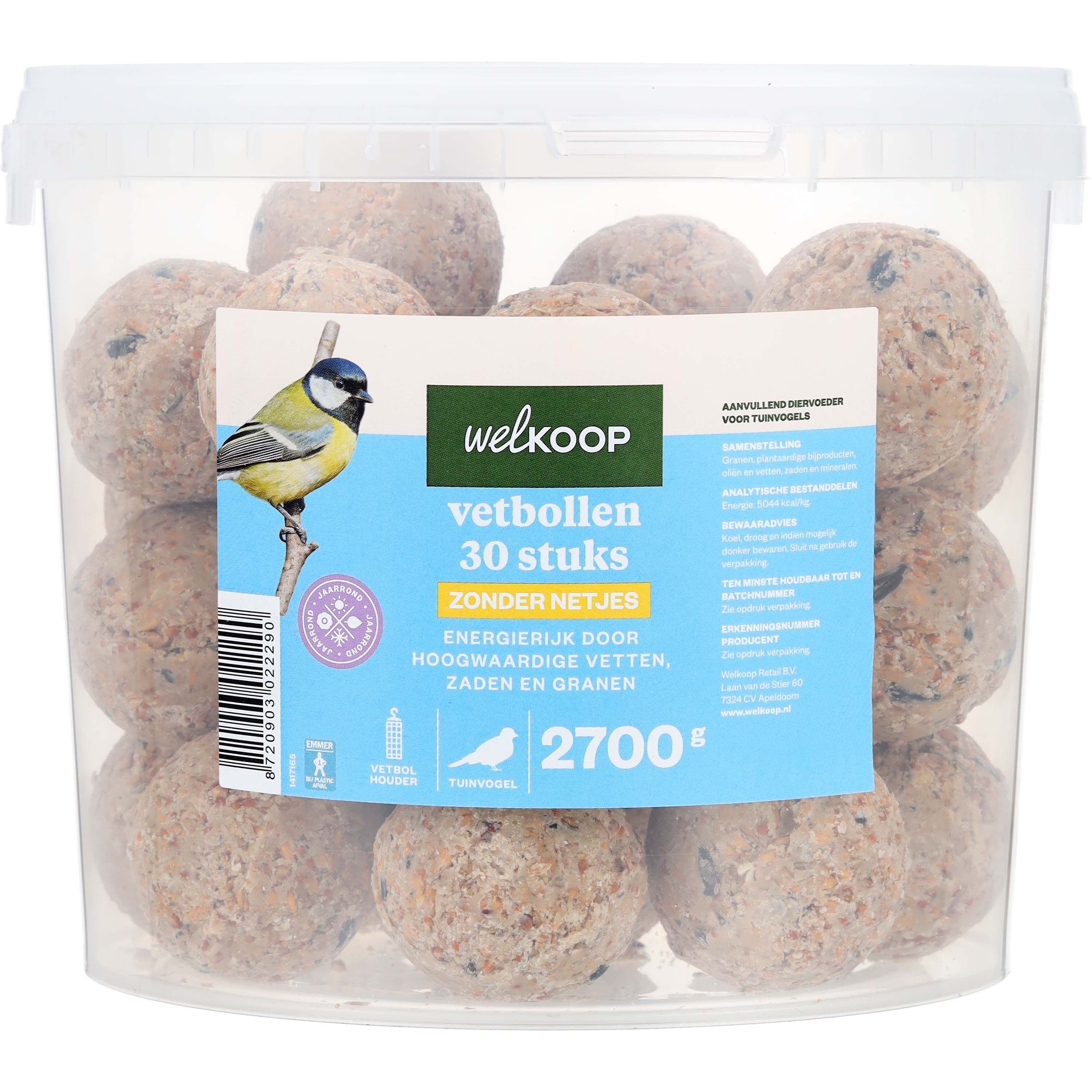 Welkoop - Vetbollen zonder netje in emmer - Tuinvogelvoer - 2.7 Kilogram Welkoop - Vetbollen zonder netje in emmer - Tuinvogelvoer - 2.7 Kilogram