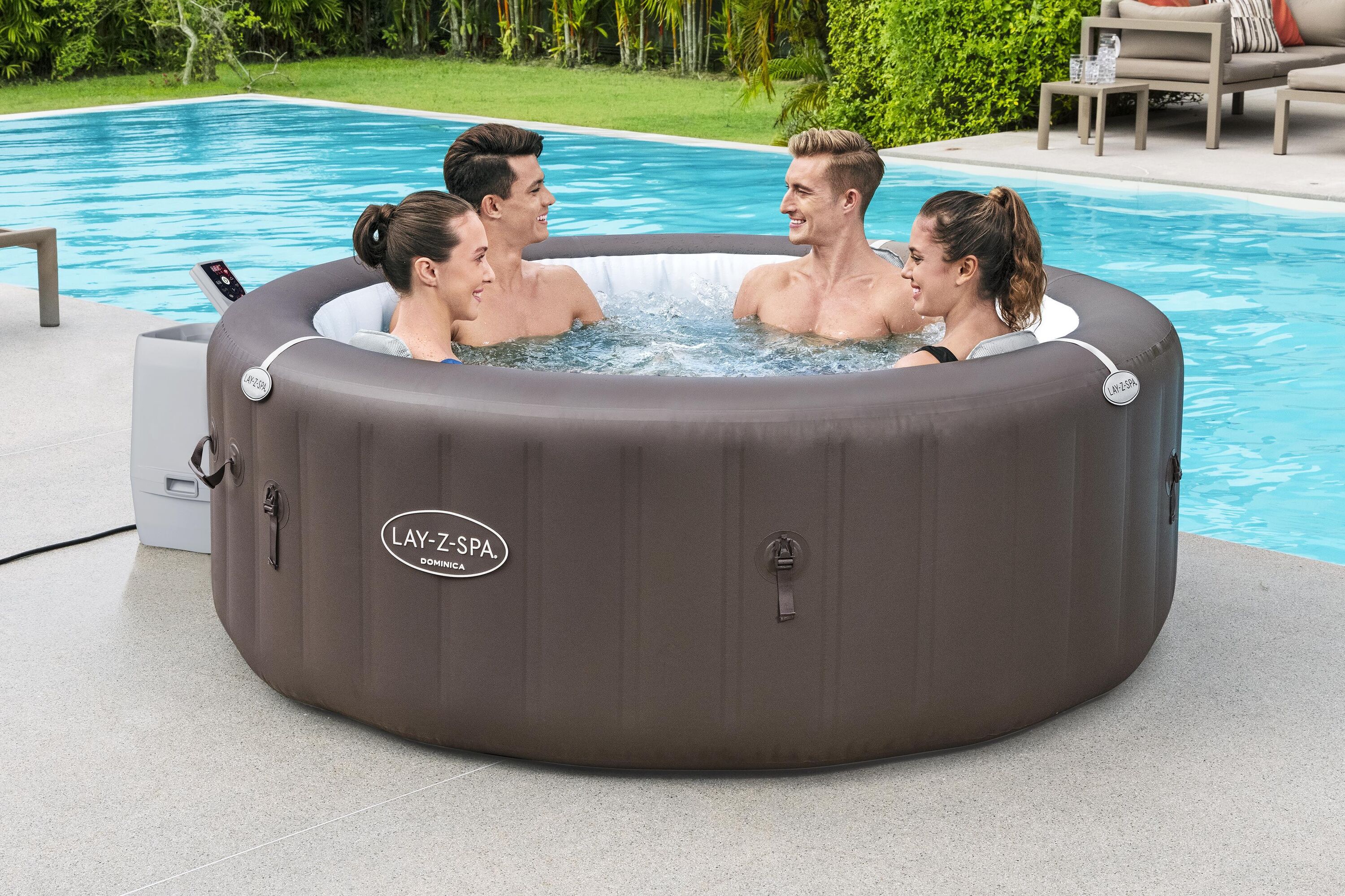 Bestway Lay-Z Spa - Dominica Smart Hydro Spa - Bruin - 55.5x90x73 cm - 196 cm