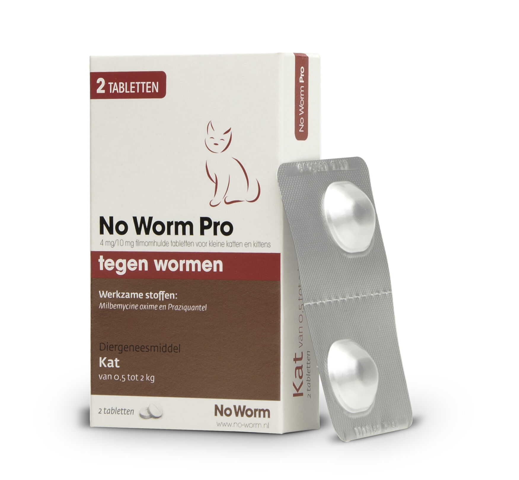 No worm Pro Tabletten - Ontworming Kleine katten en kittens - 2 Stuks - S