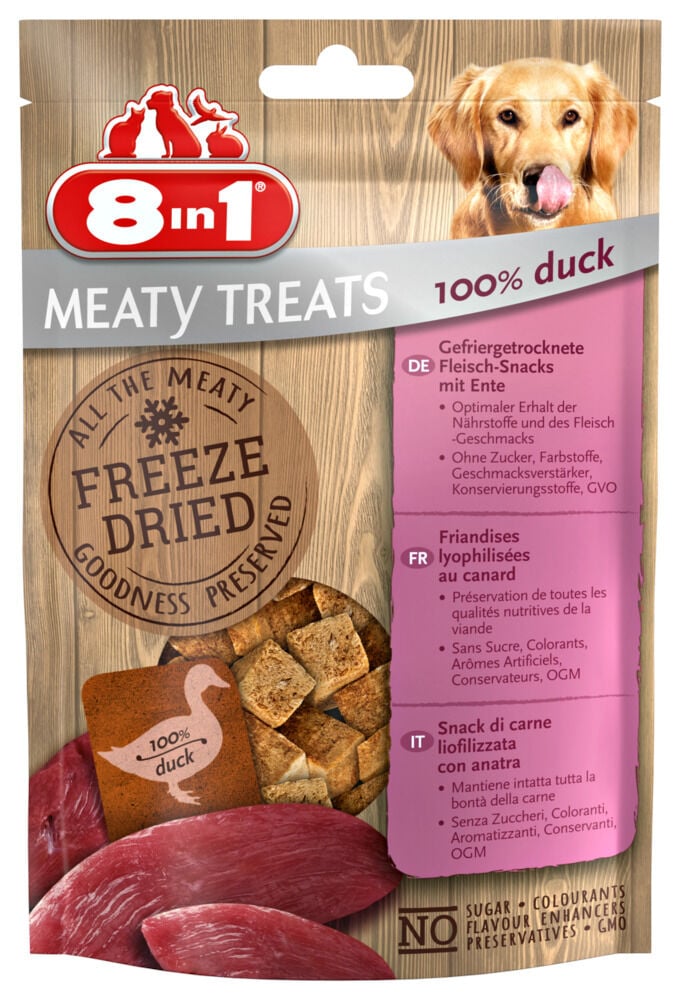 8in1 Meaty Treats Freeze dried - Hondensnack - 50 Gram - eend