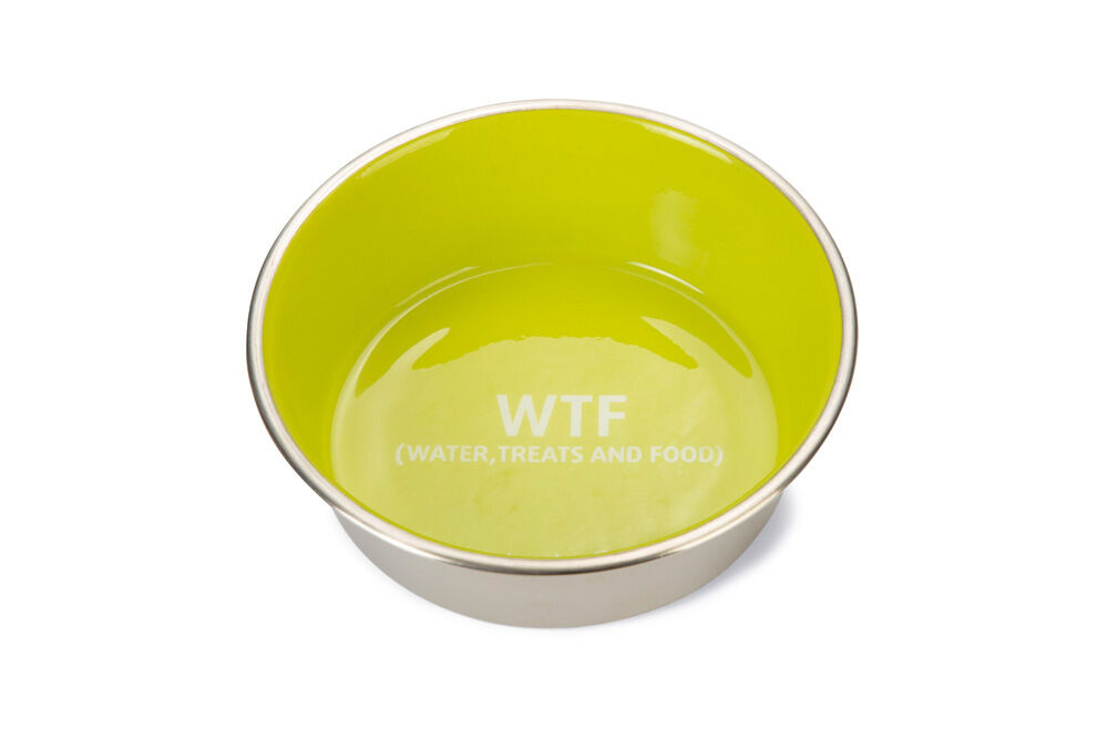 Beeztees WTF RVS- Voer en drinkbak - Groen - 16 cm Beeztees WTF RVS- Voer en drinkbak - Groen - 16 cm