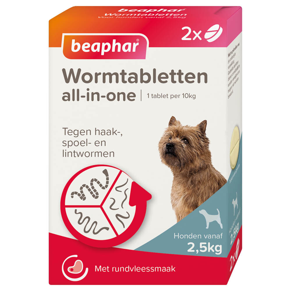 Beaphar All-in-one Tabletten - Ontwormen Hond - 2 Stuks - S Beaphar All-in-one Tabletten - Ontwormen Hond - 2 Stuks - S