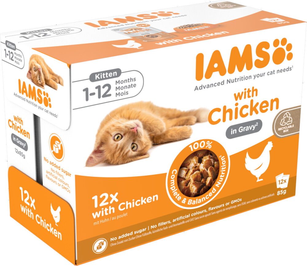 IAMS Kitten - Delights - 12x85 gram - 1020 Gram - vlees, kip