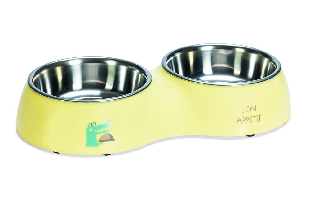 Beeztees Kroky Dinerset - Puppy Voer & Drinkbak - Geel - 34 cm Beeztees Kroky Dinerset - Puppy Voer & Drinkbak - Geel - 34 cm