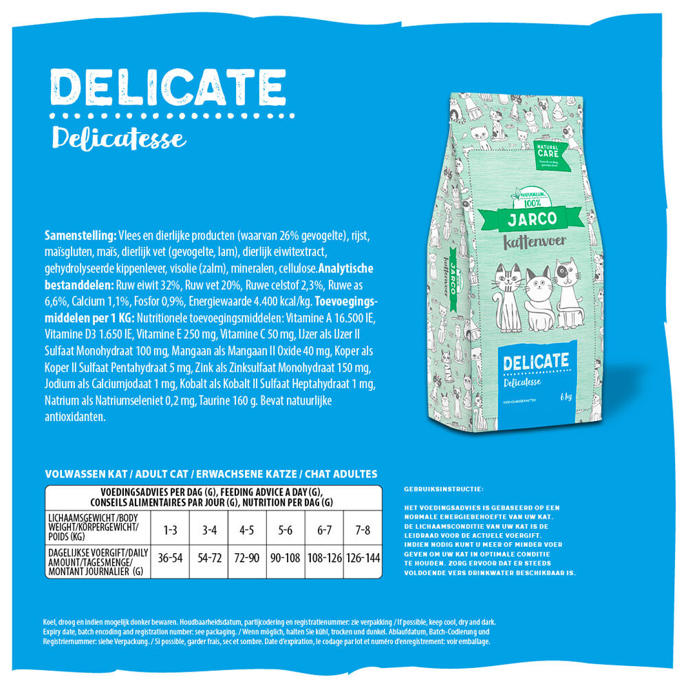 Jarco Natural Delicate - Kattenvoer - 6 Kilogram - kalkoen