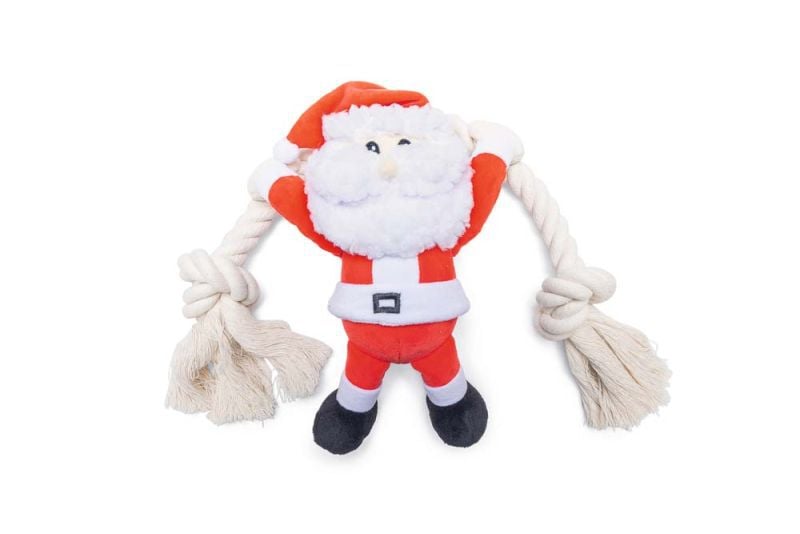 Beeztees Kerstman met Touw - Knuffel - Hondenspeelgoed Beeztees Kerstman met Touw - Knuffel - Hondenspeelgoed