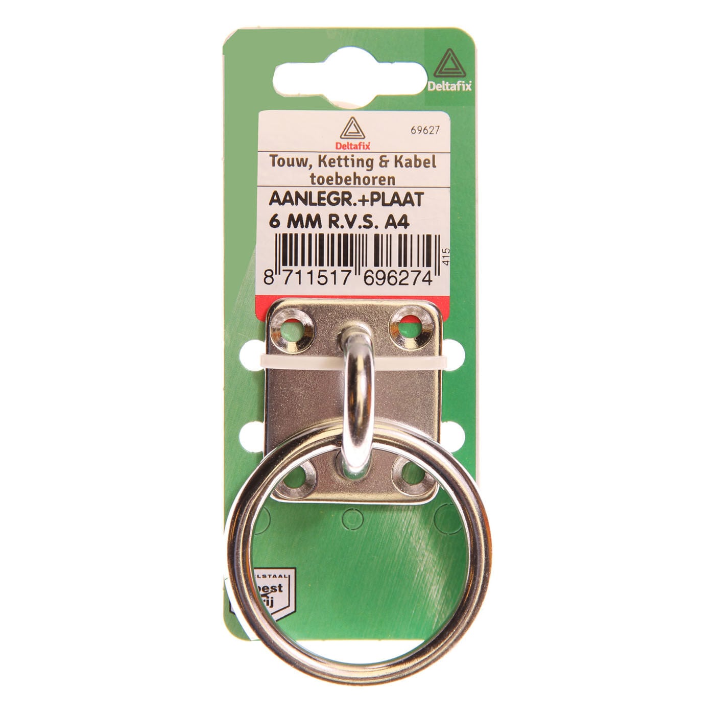 Deltafix 8mm RVS - Aanlegring op plaat - 0.8 cm Deltafix 8mm RVS - Aanlegring op plaat - 0.8 cm