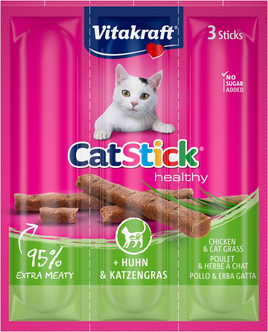 Vitakraft Cat Stick Healthy - Kattensnack - 3 Stuks - kip Vitakraft Cat Stick Healthy - Kattensnack - 3 Stuks - kip