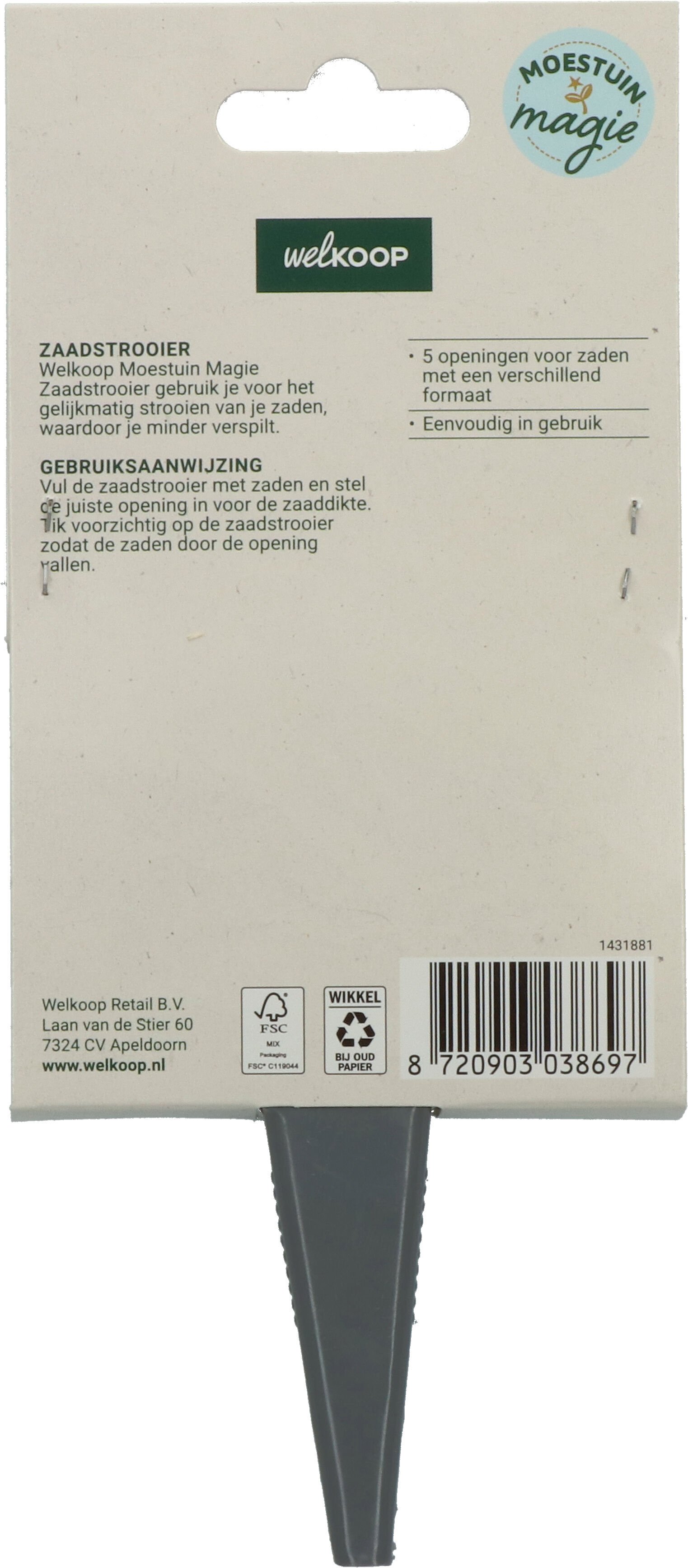 Welkoop Moestuin Magie - Zaadstrooier - Zwart - 14x8.5x1.5 cm