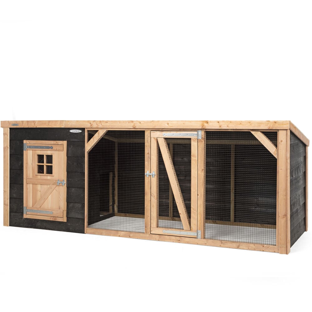 Voldux Milan XL - Kippenhok met ren - Naturel/zwart Voldux Milan XL - Kippenhok met ren - Naturel/zwart
