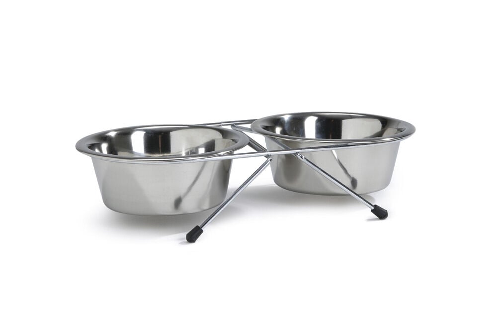 Beeztees - standaard - Voerbak en drinkbak - Zilver - 16 cm Beeztees - standaard - Voerbak en drinkbak - Zilver - 16 cm