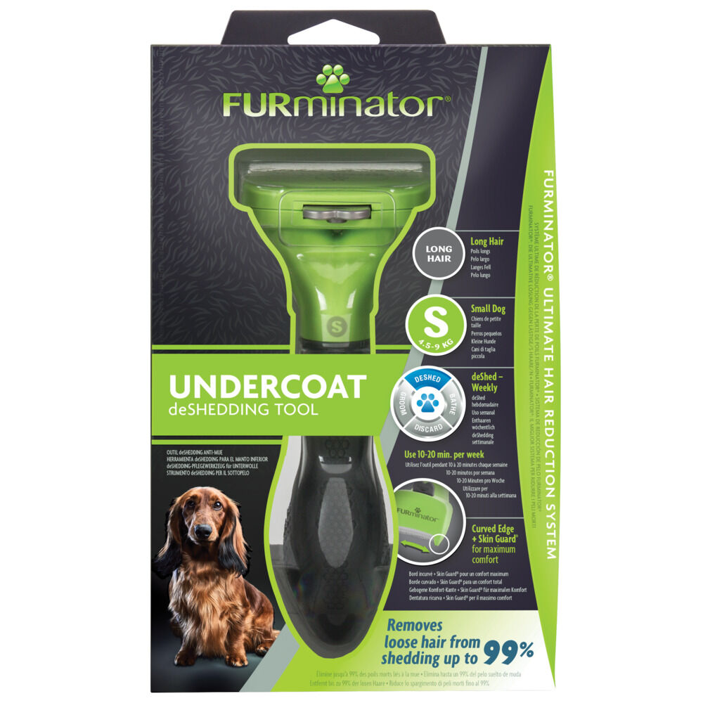 FURminator Hond Lang Haar - Borstel - Groen Zwart - S FURminator Hond Lang Haar - Borstel - Groen Zwart - S