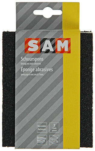 SAM - Schuurspons 2 stuks - 15.5x9.5x2.7 cm - Zwart - 1.4 cm
