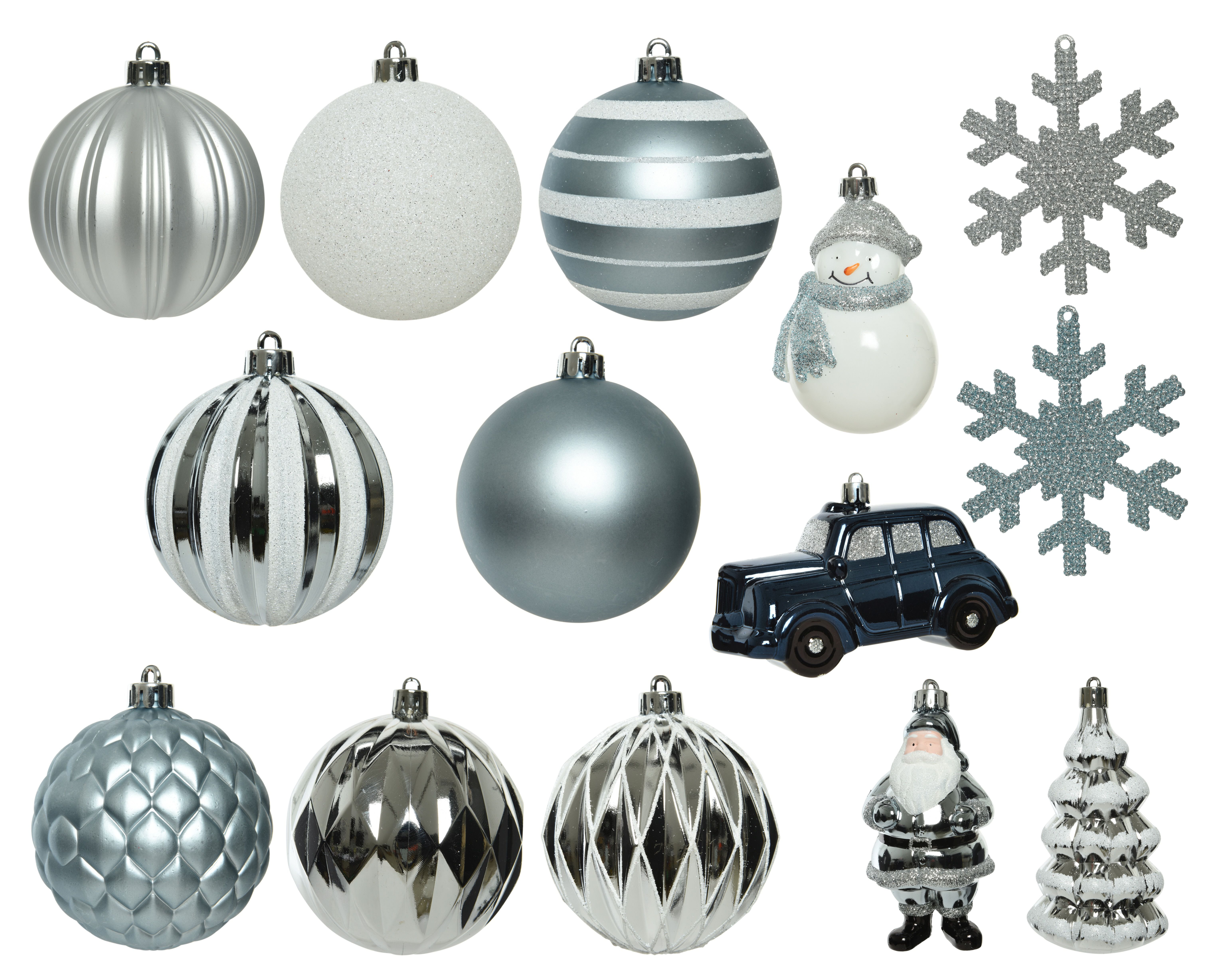 Decoris - Kerstballen mix - Zilver blauw