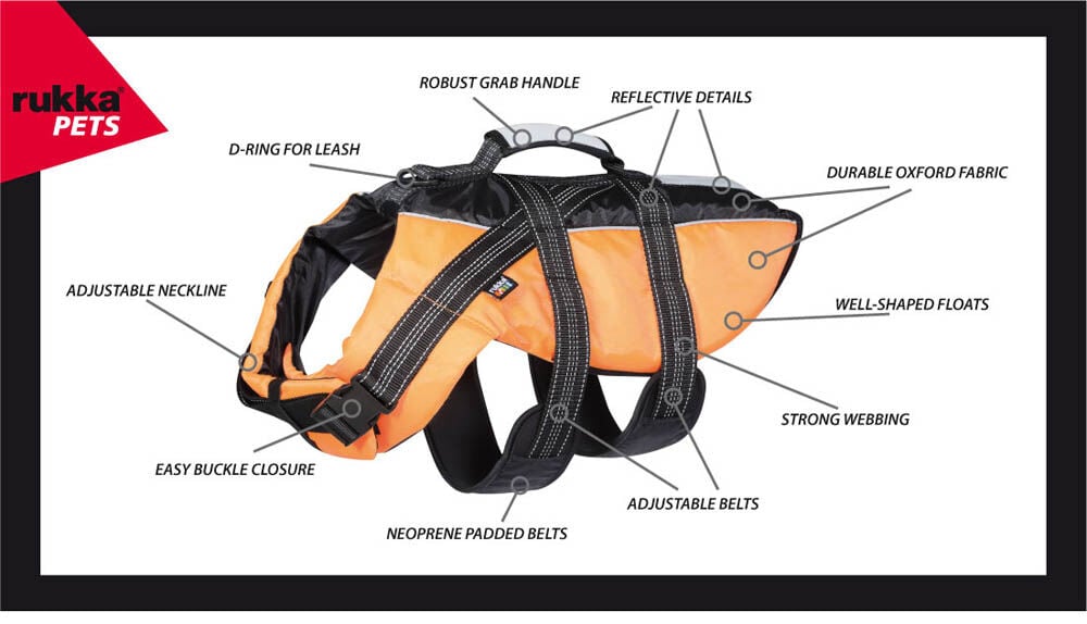 Rukka Pets - Zwemvest voor honden - zwart/oranje - XS