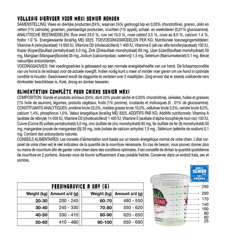 Sjef's Cuisine Maxi Senior - Hondenvoer - 12.5 Kilogram - kip