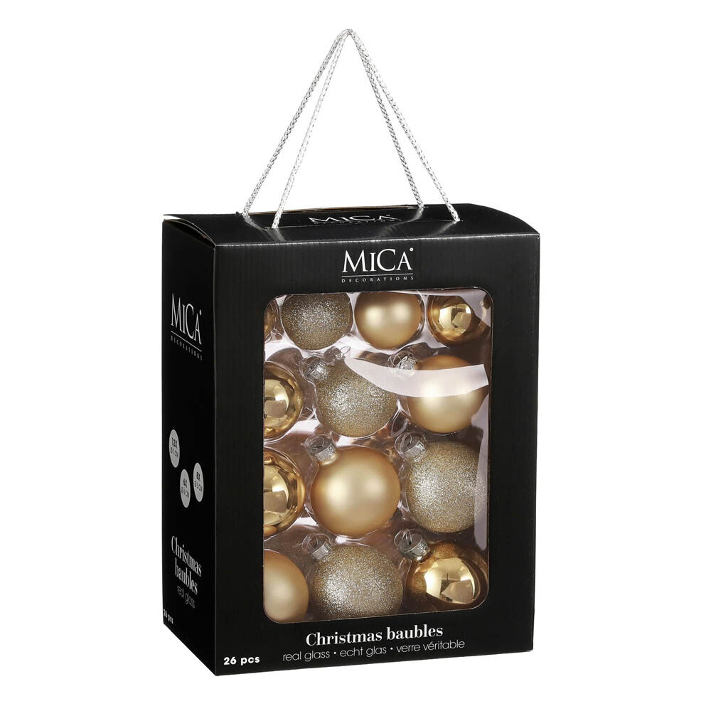 Mica Decorations Set - Kerstballen - Wit
