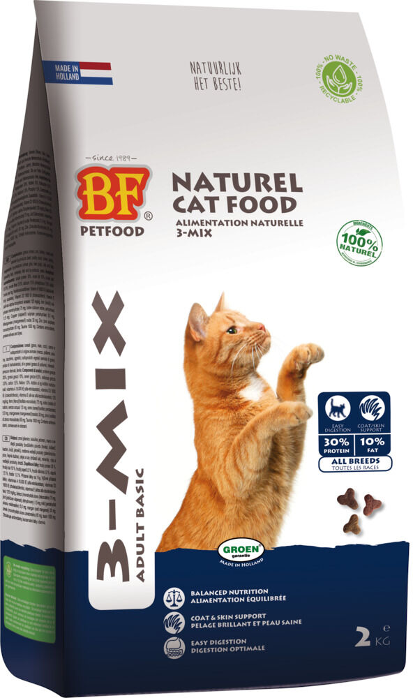BF Petfood 3-Mix Adult Basic - Kattenvoer - 2 Kilogram - gevogelte, rund BF Petfood 3-Mix Adult Basic - Kattenvoer - 2 Kilogram - gevogelte, rund