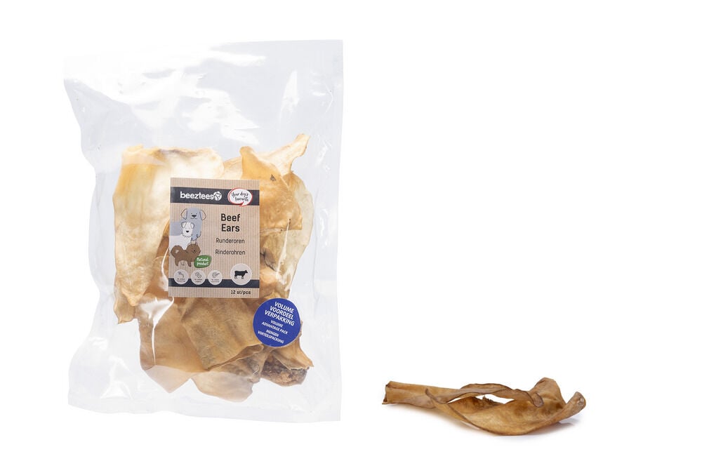 Beeztees Runderoren Voordeelverpakking- Hondensnack - 12 Stuks
