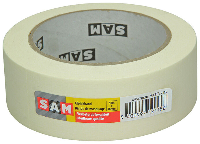 SAM 50m x 38 mm - Afplaktape - 11x11x3.8 cm - Wit - 4.1 cm SAM 50m x 38 mm - Afplaktape - 11x11x3.8 cm - Wit - 4.1 cm
