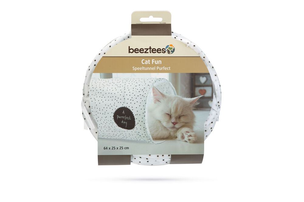 Beeztees Speeltunnel Purfect - Kattenspeeltje - Wit Zwart