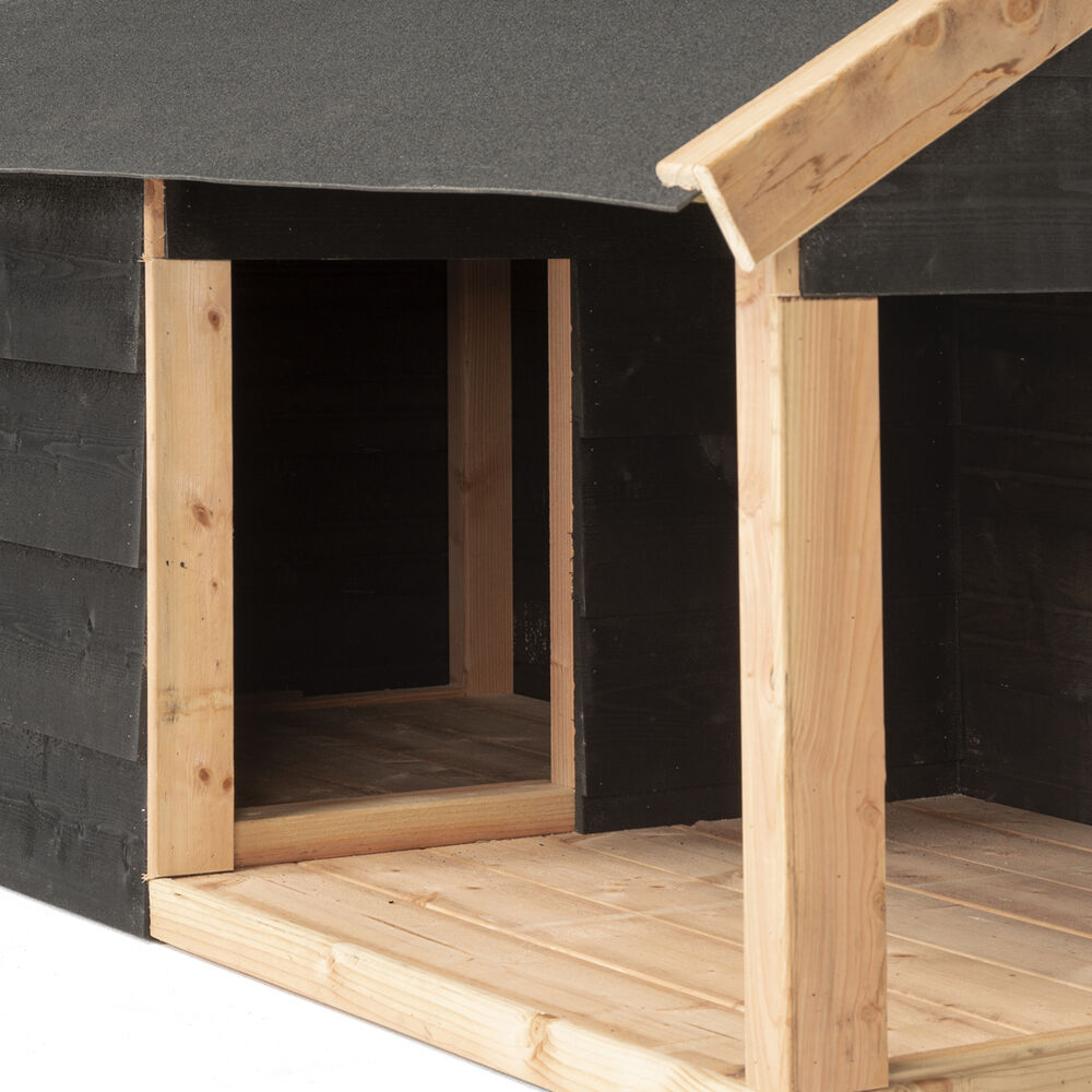 Voldux Stijn - Hondenhok - Naturel/zwart - 110x113x201 cm