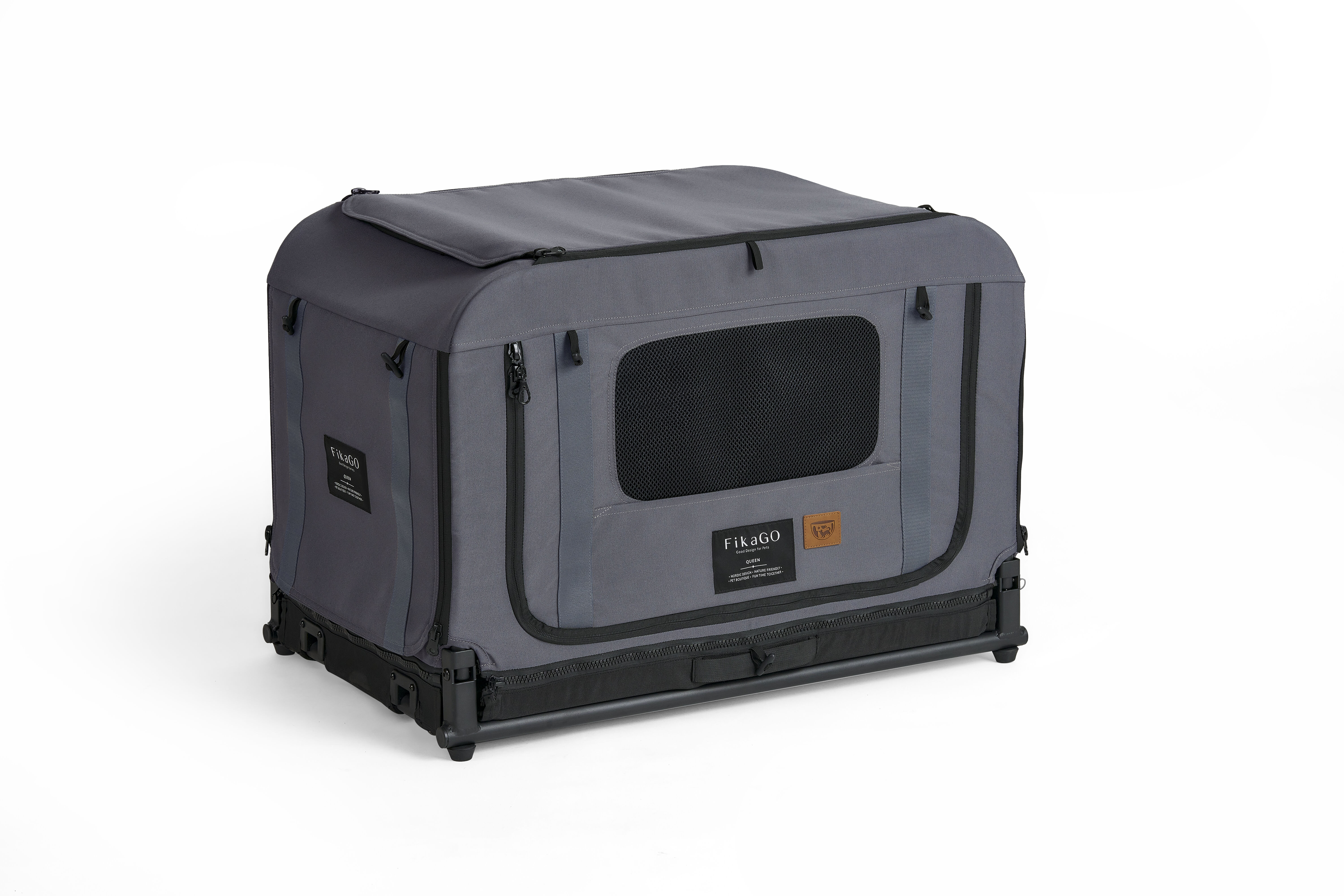 Fikago Queen - tot 30 kg - Hondenbench - Grijs - 50x71x45 cm